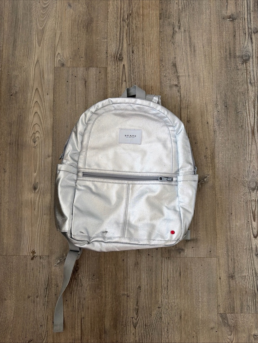State Silver Metallic Backpack for kids